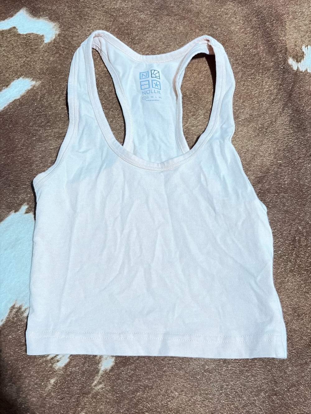 Nollie White Racerback Crop Tank